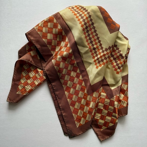 Ben Goodman Accessories - Ben Goodman Square Scarf in Orange, Brown, & Cream Geometric